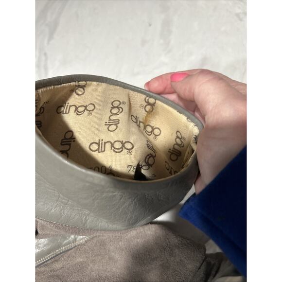 Vintage Womens DINGO‎ Sz 7M (6.5) Grey Leather Cowboy Fashion Boots 3.5" Heels - Picture 10 of 16